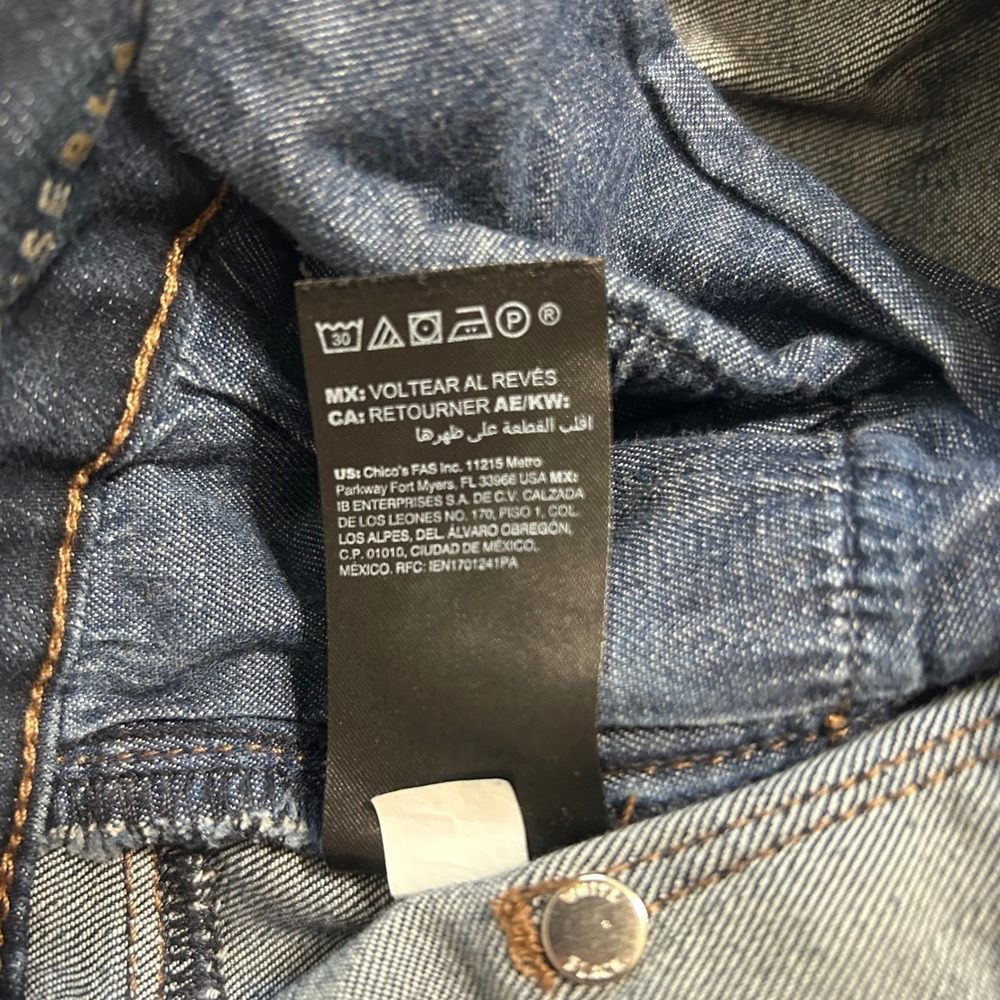 White House Black Market Skinny Ankle Jeans Dark Wash Faux Leather Trim Size 6 - Picture 11 of 14